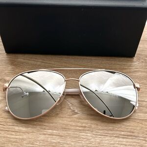 Michael Kors MK5004 Chelsea Aviator Sunglasses Rose Gold w/Silver Mirror 10034V